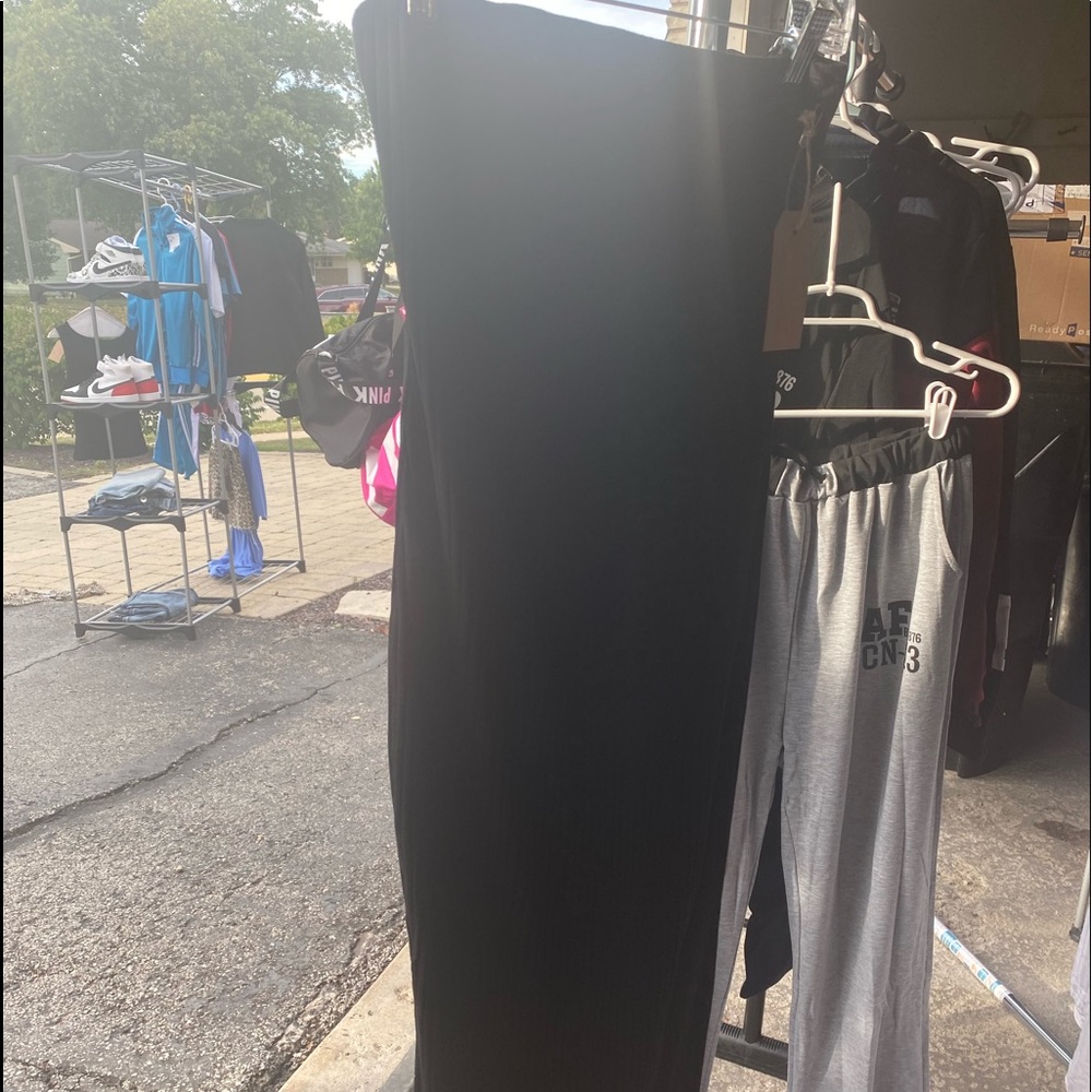 Black strapless long tube dress M